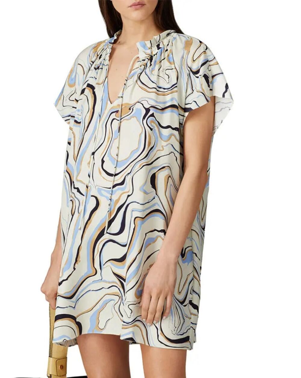 Chinti & Parker Marble Babydoll Mini Dress SIZE 4 Business Casual Vacation $500
